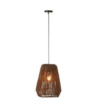 J-Line Hanglamp Weave Metaal/Palm Zwart Klein