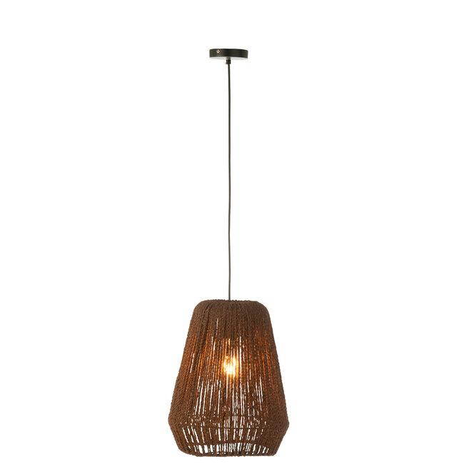 J-Line Hanglamp Weave Metaal/Palm Zwart Klein