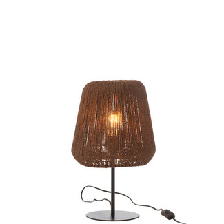 J-Line Tafellamp Weave Metaal/Palm Zwart