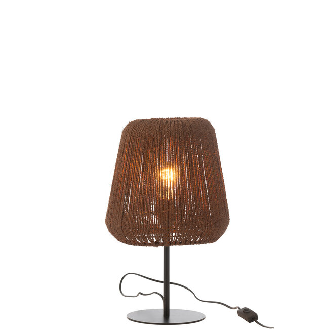 J-Line Tafellamp Weave Metaal/Palm Zwart