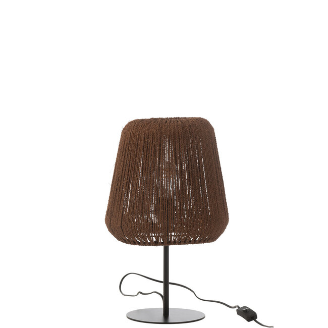 J-Line Tafellamp Weave Metaal/Palm Zwart