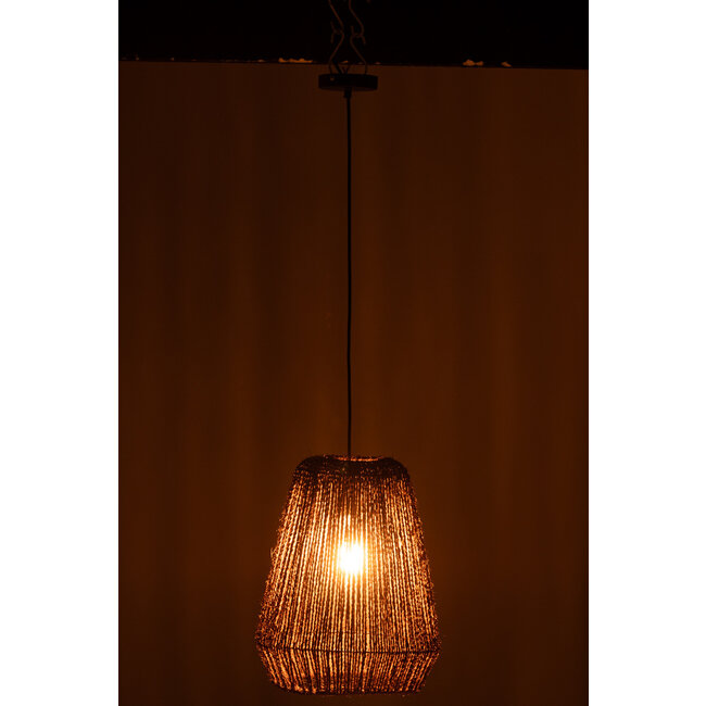 J-Line Hanglamp Weave Metaal/Palm Zwart Klein