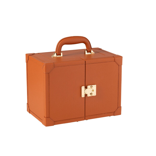 J-Line Sieradendoosje Met Handvat Kunstleer Cognac
