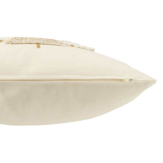 J-Line Kussen Kerstbomen Reliëf Katoen Wit/Goud