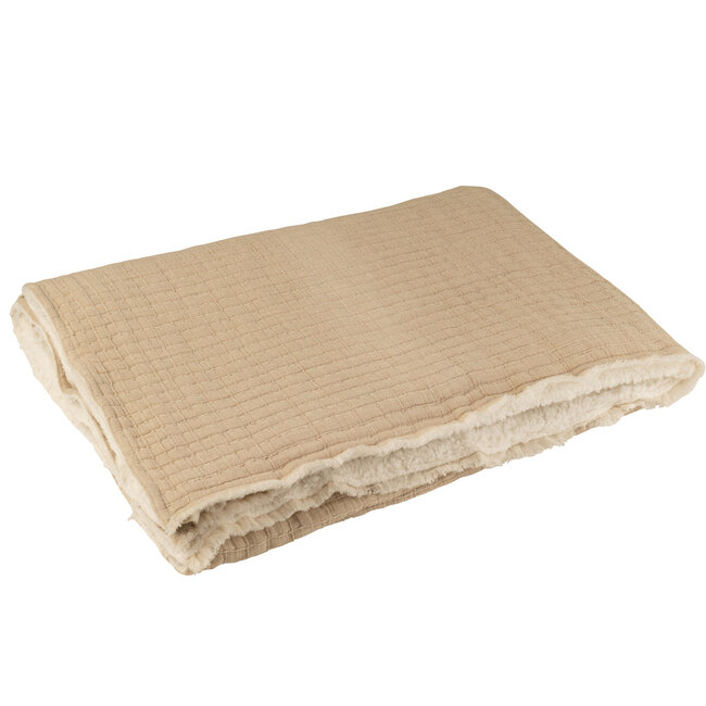 J-Line Geruite teddylijnen stiksels katoen/polyester beige
