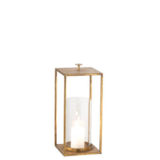 J-Line Lantaarn Nino Ijzer/Glas Goud