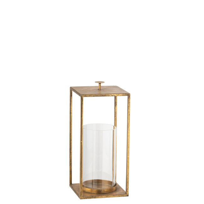 J-Line Lantaarn Nino Ijzer/Glas Goud