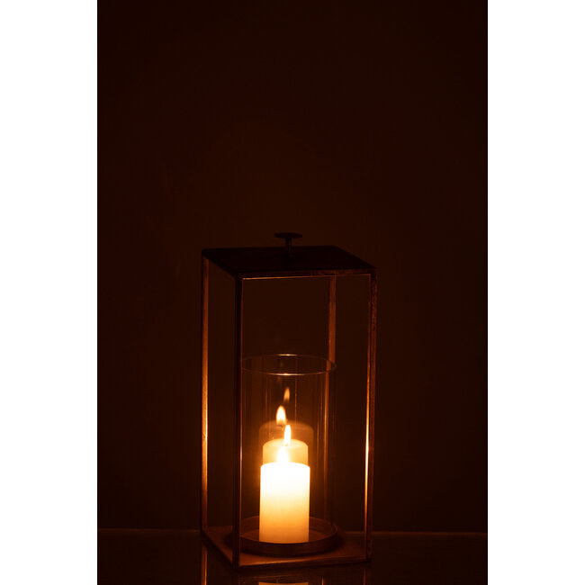 J-Line Lantaarn Nino Ijzer/Glas Goud