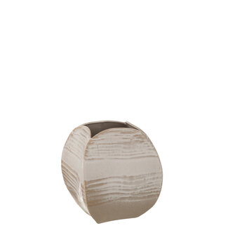 J-Line Vaas Abstract Vierkant Klei Beige Groot
