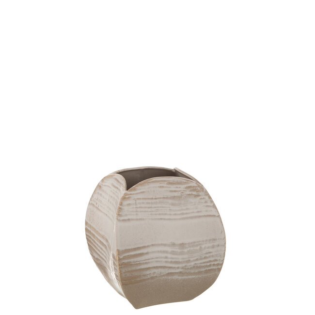 J-Line Vaas Abstract Vierkant Klei Beige Groot
