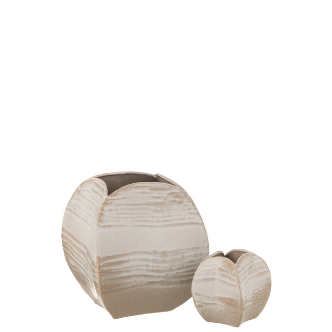 J-Line Vaas Abstract Vierkant Klei Beige Groot