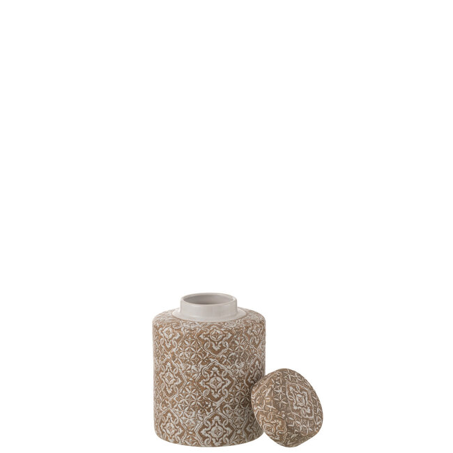 J-Line Pot Decoratief Wabi Porselein Beige/Wit Klein