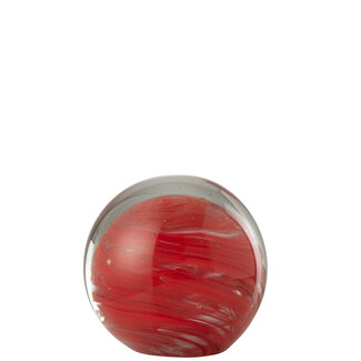 J-Line Presse-papier Twister Rond Glas Rood Groot