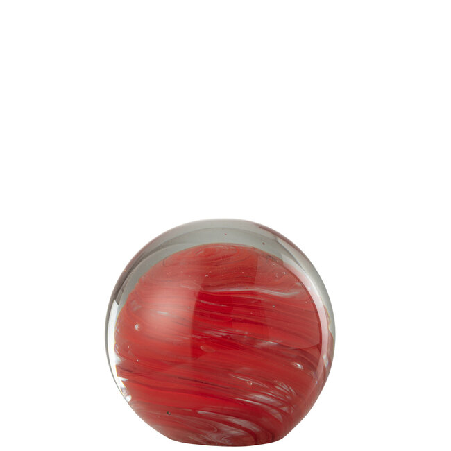 J-Line Presse-papier Twister Rond Glas Rood Groot