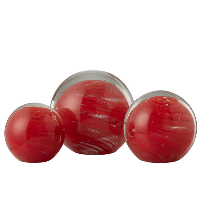 J-Line Presse-papier Twister Rond Glas Rood Groot
