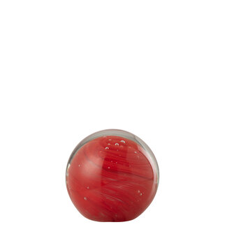 J-Line Presse-papier Twister Rond Glas Rood Medium