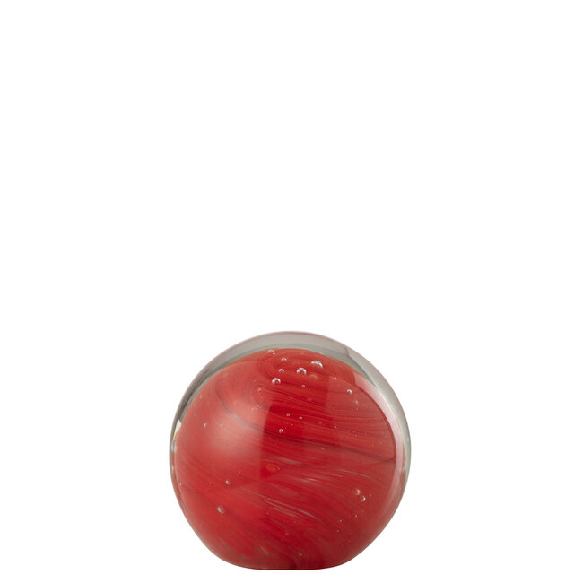 J-Line Presse-papier Twister Rond Glas Rood Medium