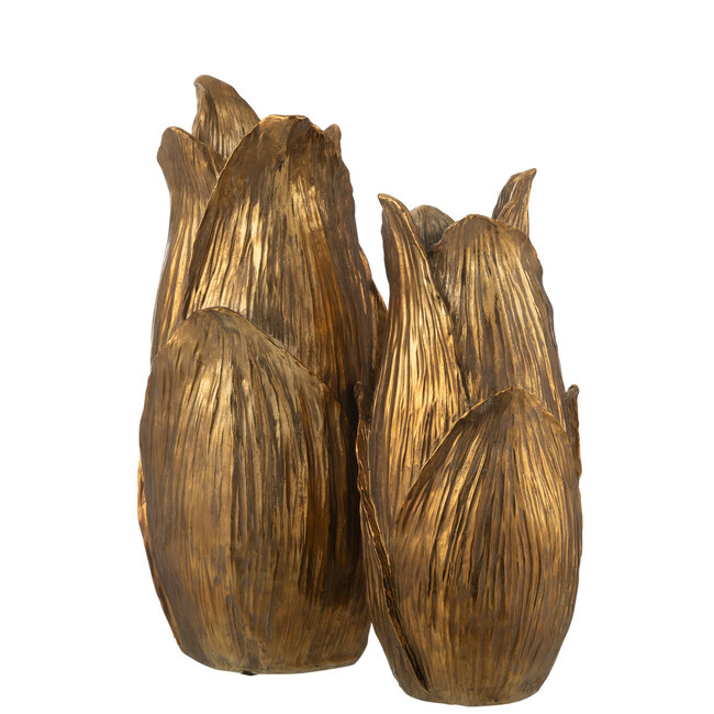 J-Line Vaas Nebu Petals Poly Goud Groot