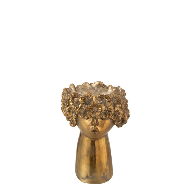 J-Line Bloempot Nebu Poly Goud Klein
