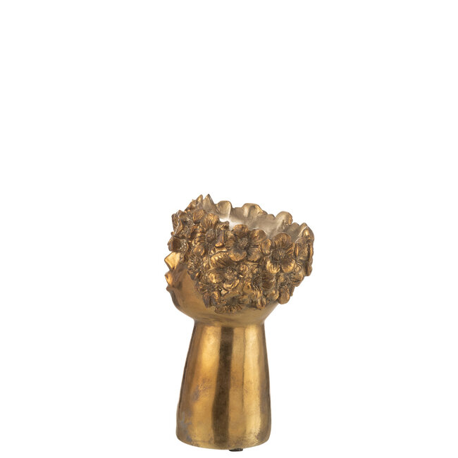 J-Line Bloempot Nebu Poly Goud Klein