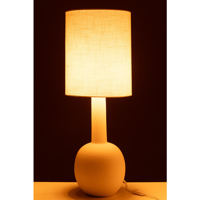 J-Line Tafellamp Met Kap Steengoed Beige/Wit