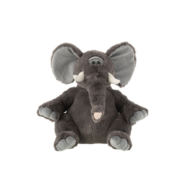 J-Line Olifant Pluche Polyester Grijs Groot