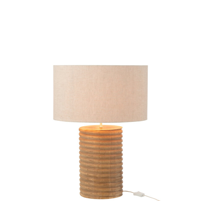 J-Line Tafellamp Schroefdraad Breed Ailanthus Hout Naturel/Grijs
