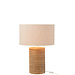 J-Line Tafellamp Schroefdraad Breed Ailanthus Hout Naturel/Grijs