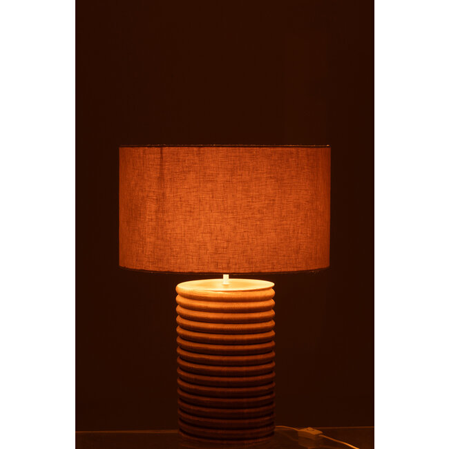 J-Line Tafellamp Schroefdraad Breed Ailanthus Hout Naturel/Grijs