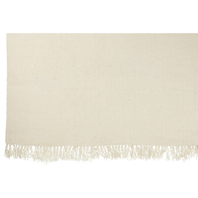 J-Line Plaid Geweven+Franjes Viscose Wit