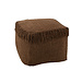 J-Line Poef Vierkant Geweven+Franjes Viscose Donkerbruin