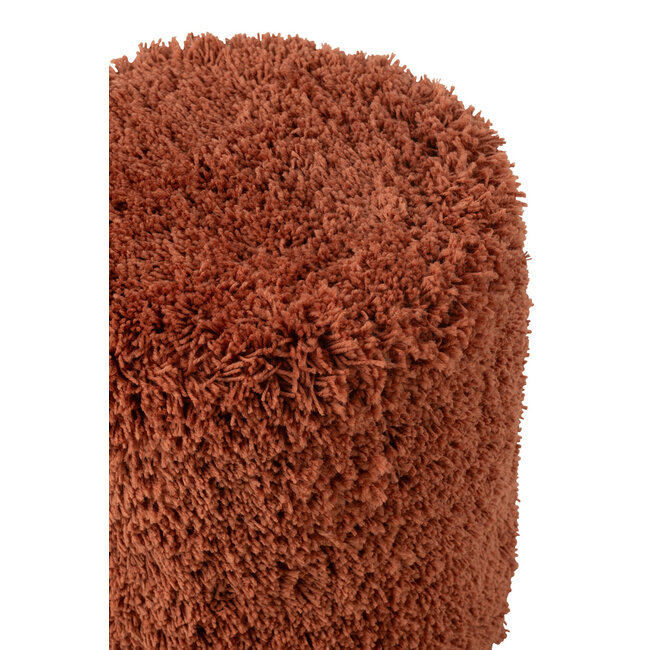 J-Line Poef Cilinder Shaggy Polyester Baksteen