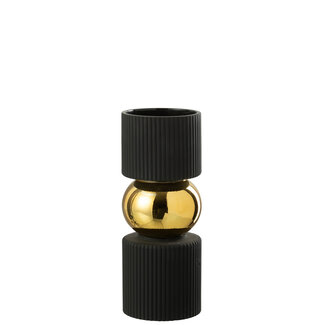 J-Line Vaas/Kaarshouder Candy Glas Zwart/Goud Klein