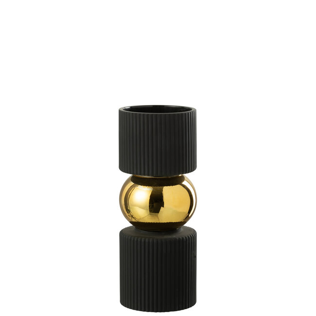 J-Line Vaas/Kaarshouder Candy Glas Zwart/Goud Klein