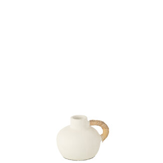 J-Line Vaaspot Leo Terracotta Wit/Natuurlijk