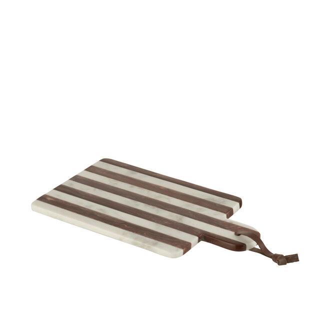 J-Line Plank Rechthoekig Streep Marmer Wit/Bruin Klein