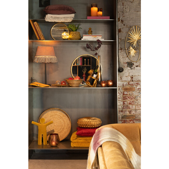 J-Line Spiegel Mona Rond Ijzer/Glas Goud Klein