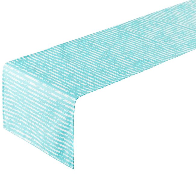 2Lif Little Stripes Outdoor Tafelloper aqua 42x145cm