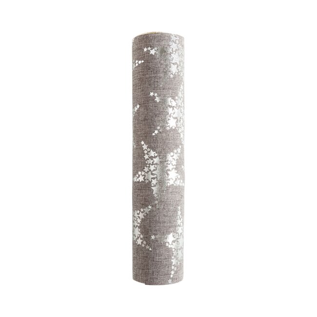 2Lif Star Grey Tafelband zilver 28cmx2,5mtr (rolled) (20 in box)