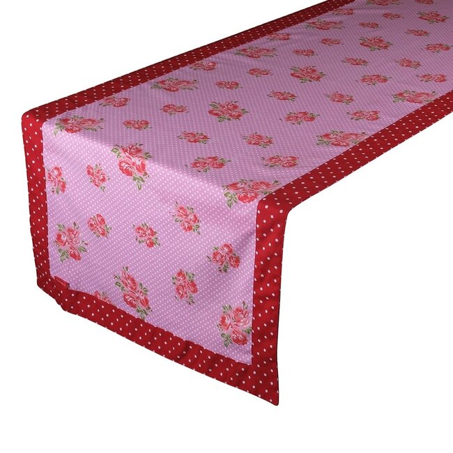 Linen & More Rosie Tafelloper roze 50x140cm