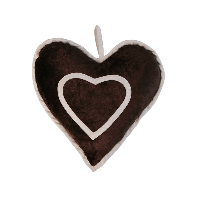 Linen & More Heart Valentin kussen bruin 25x23cm