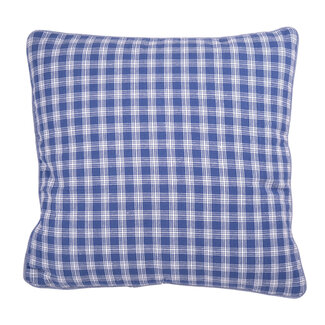 Linen & More Cushion Levy check 45x45 linen/blue