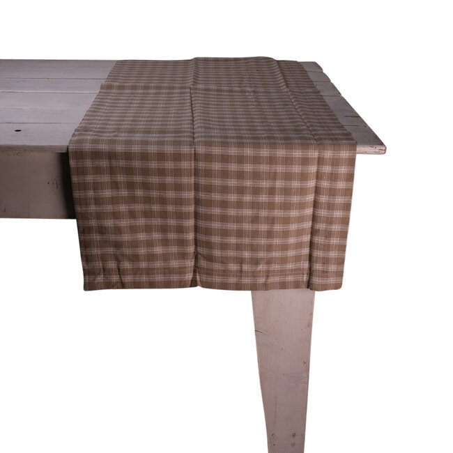 Linen & More Levy Check Tafelloper beige 50x140cm