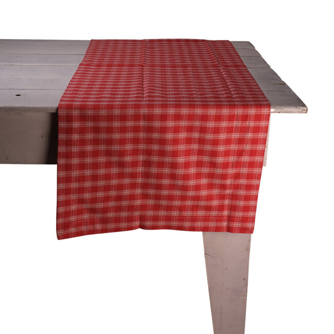 Linen & More Levy Check Tafelloper rood 50x140cm