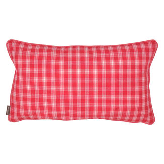 Linen & More Cushion levy check 30x50 linen/rouge