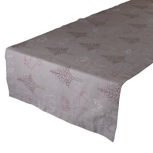 Linen & More Reindeer Stitch Tafelloper taupe 50x140cm