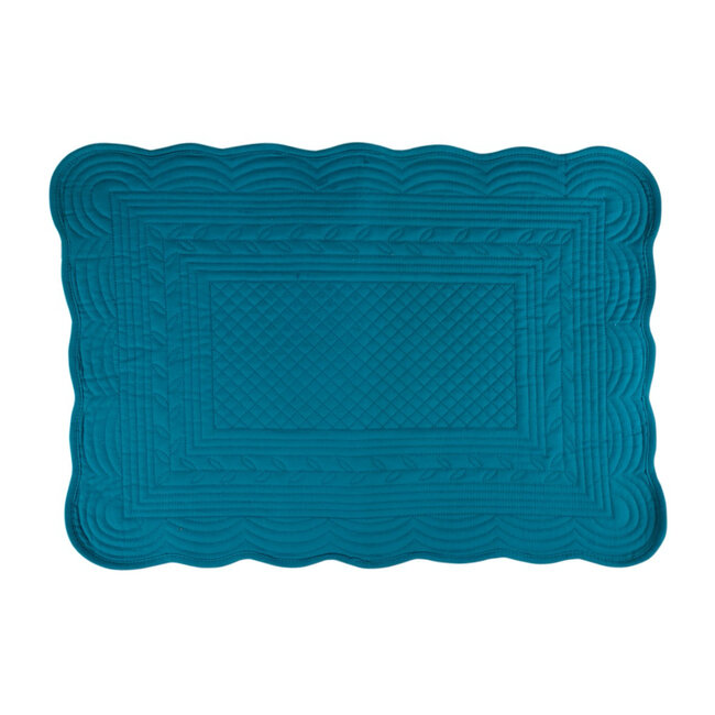 Linen & More Quilted Elegance Placemat teal blauw 33x48cm
