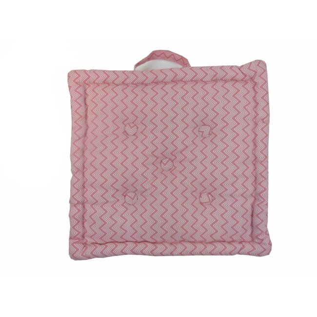 Linen & More Fine Zigzag stoelkussen roze 40x40cm+8cm