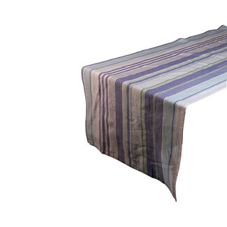 Linen & More Chambrey Stripe Tafelloper blauw 50x140cm