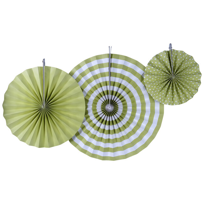 Linen & More Paper Celery Green Fan Set of 3